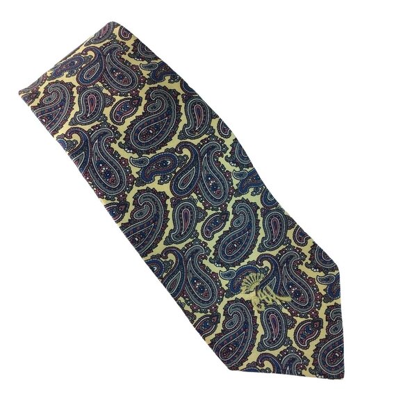 Dress Tie Mens Dress Necktie Countess Mara Yellow Paisley 56" - Picture 1 of 4
